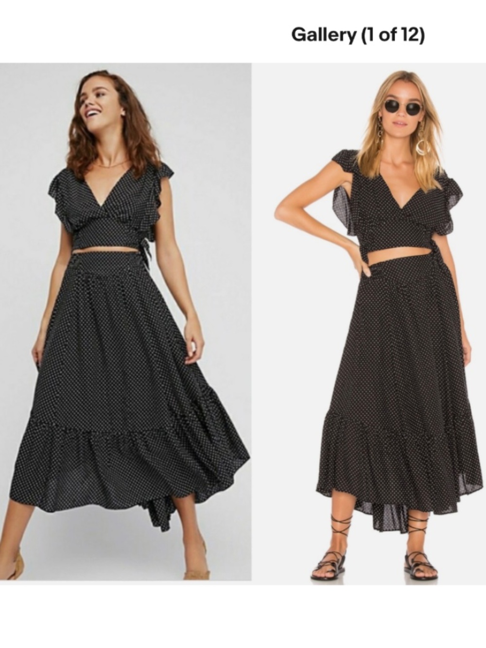 ★NWOT Free People Polka Dot Skirt Set Black XS★